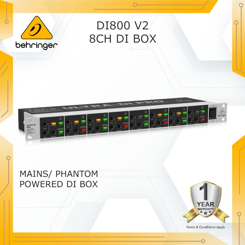 BEHRINGER ULTRADI PRO DI800 V2 Professional Mains/Phantom Powered 8