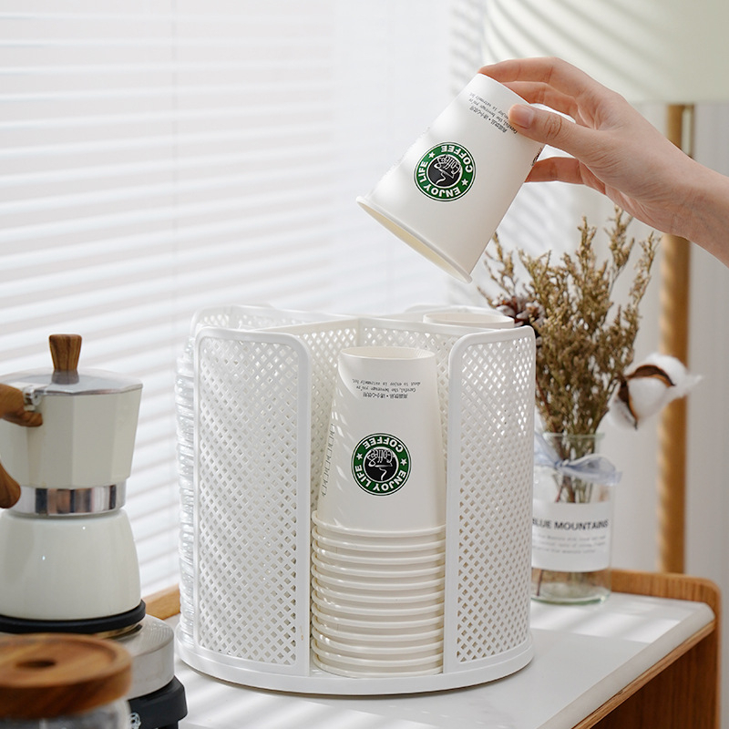Desktop Rotating Paper Cup Holder Milk Tea Coffee Shop Disposable Cup ...
