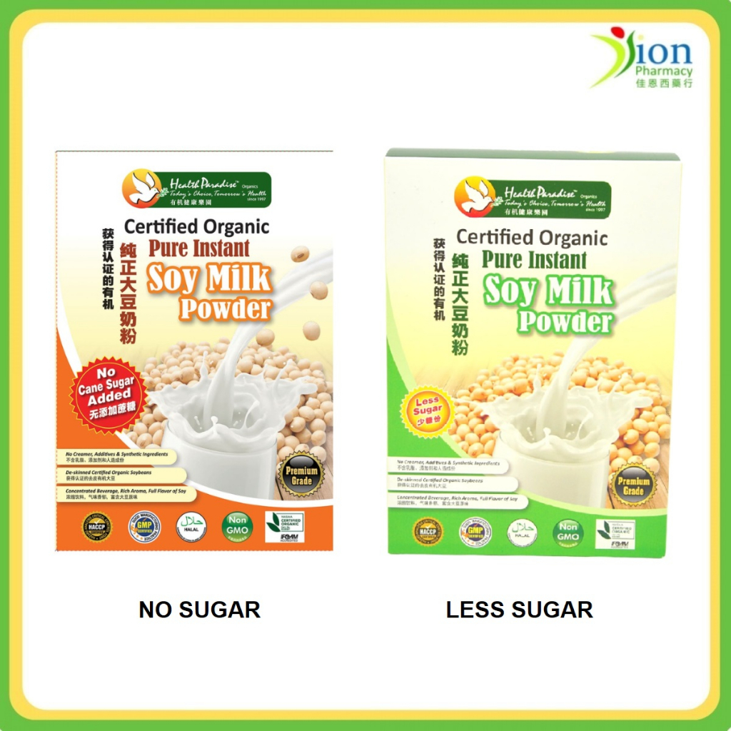 HEALTH PARADISE CERTIFIED ORGANIC PURE INSTANT SOYA MILK POWDER 500G