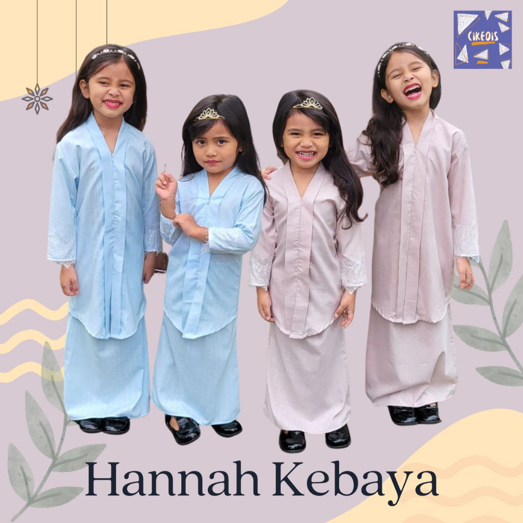 KEBAYA HANNAH Baju Kebaya Cotton Labuh Budak Perempuan Long Kebaya Kids ...