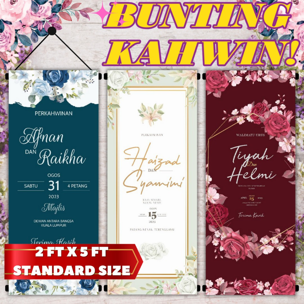 BUNTING KAHWIN PERCUMA 50 DESIGN TANPA CAJ | Shopee Malaysia