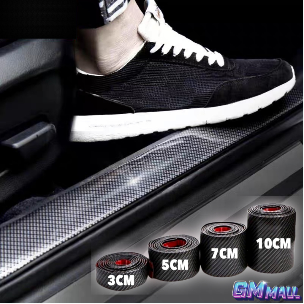 CARBON FIBER CAR DOOR STEP STICKER Sill Step Rubber Panel Bumper Getah ...