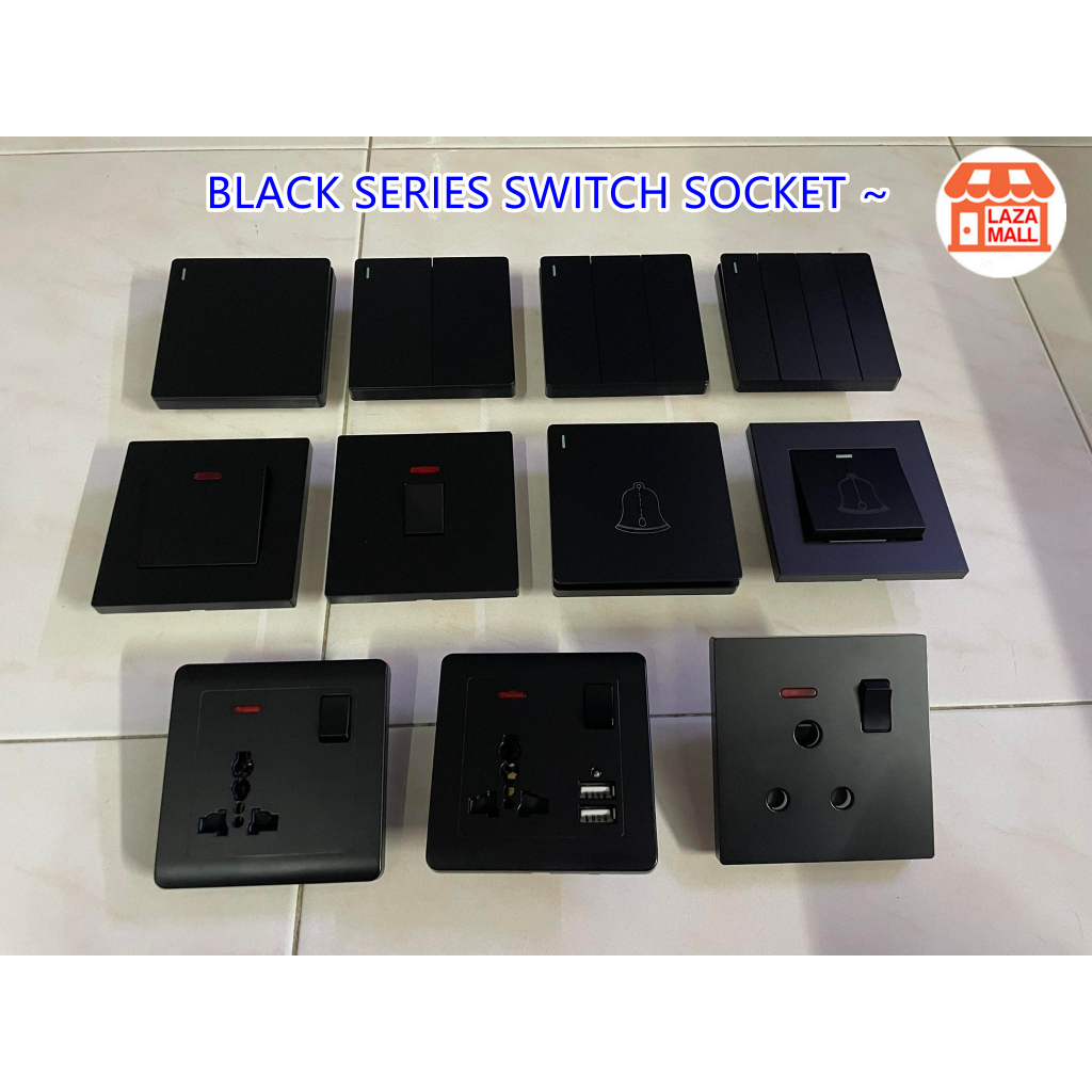 BLACK COLOR(ALL IN 1) SWITCH SOCKET 10A / PLUG SOCKET 13A / ROUND ...