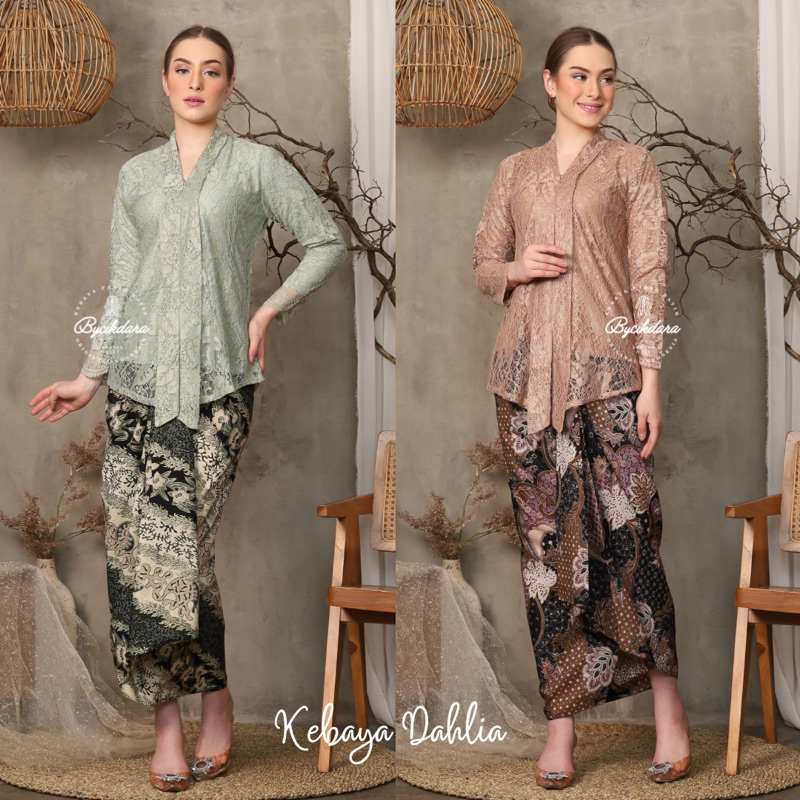 (TOP ONLY) Bycikdara Kebaya Lace Dahlia With Lining | Tanpa Pario ...