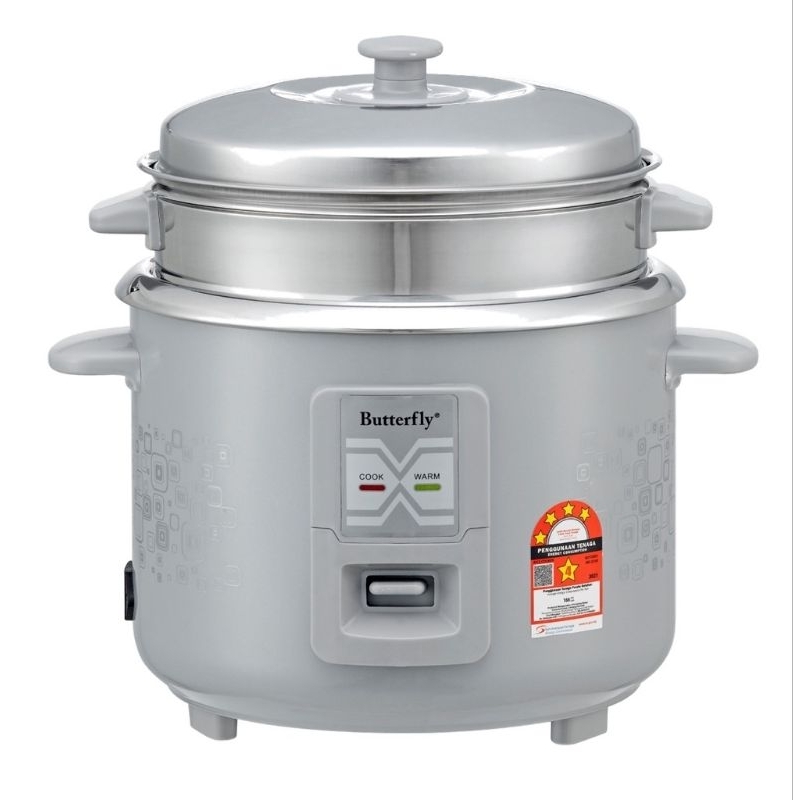 Butterfly Stainless Steel 1.8L Rice Cooker with steamer- BRCSS180 ...