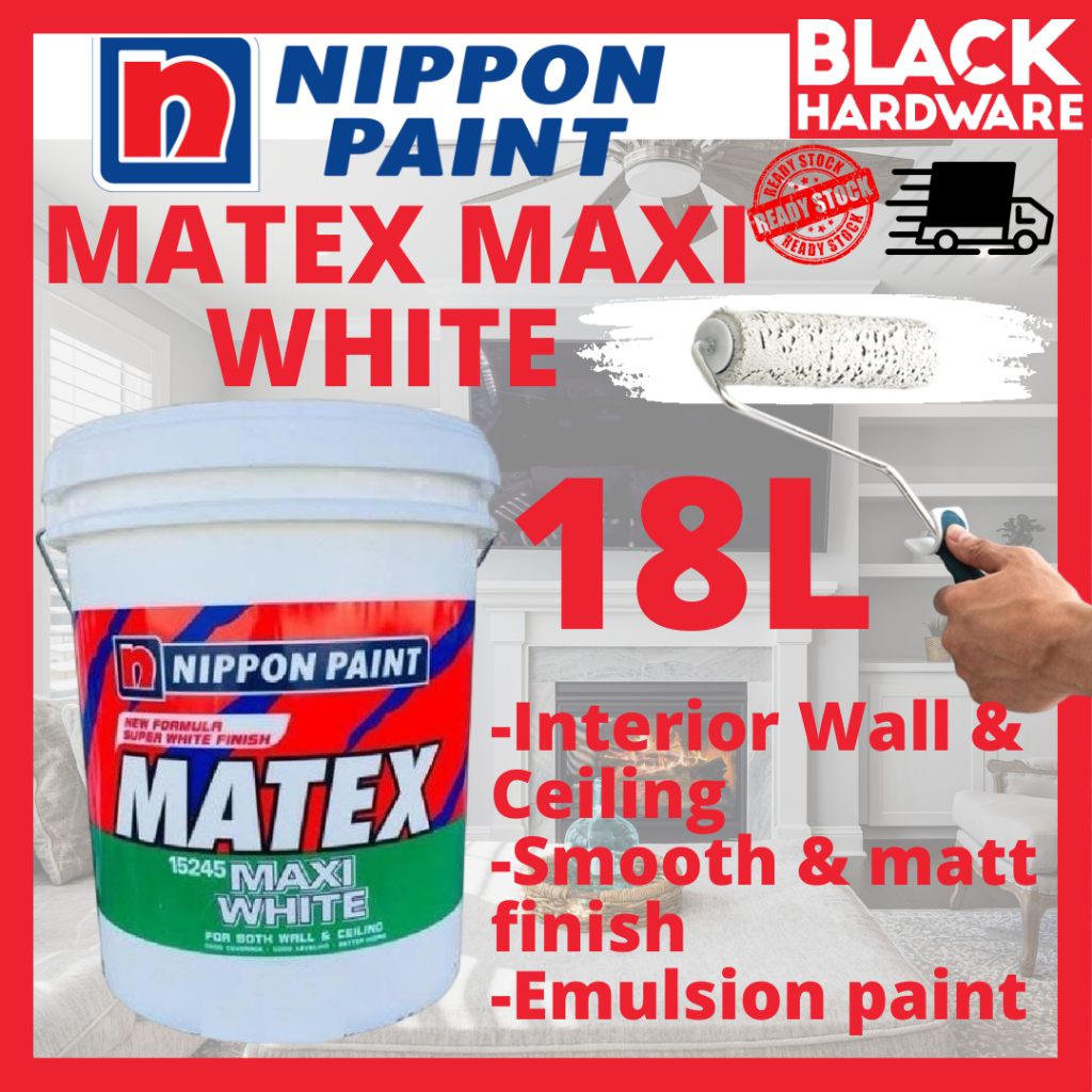 Black Hardware Nippon Super Matex Maxi White 18l Interior Wall Paint