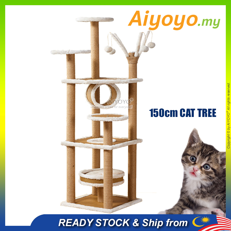 Wooden Cat Tree Scratcher Tower Mainan Kucing Rumah Kucing Cat Toy