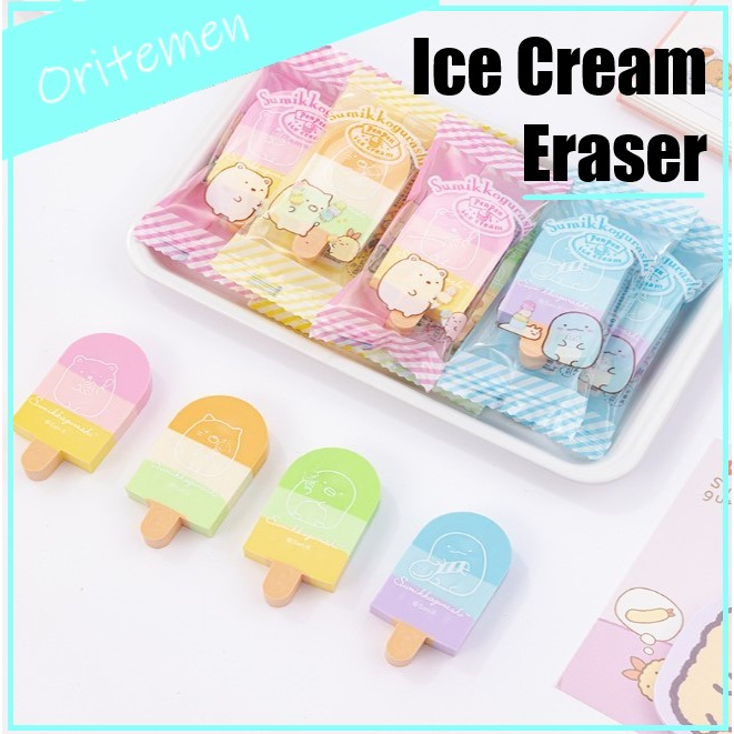 1 Set Ice Cream Design Eraser Soft Durable Flexible Rubber Mini Eraser ...