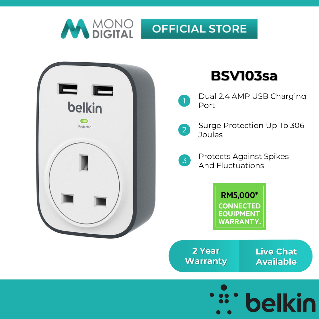 Belkin F9H110vsaCW / BSV103sa Home Series Single Socket Surge Protector