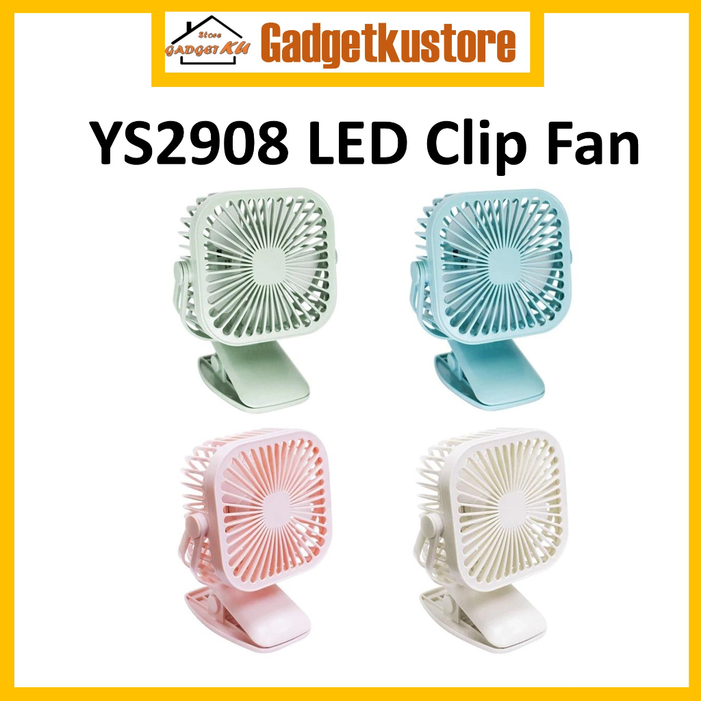 YASE LED Light Fan 360 Adjust Mini Fan USB Charging Mini Clip Fan with