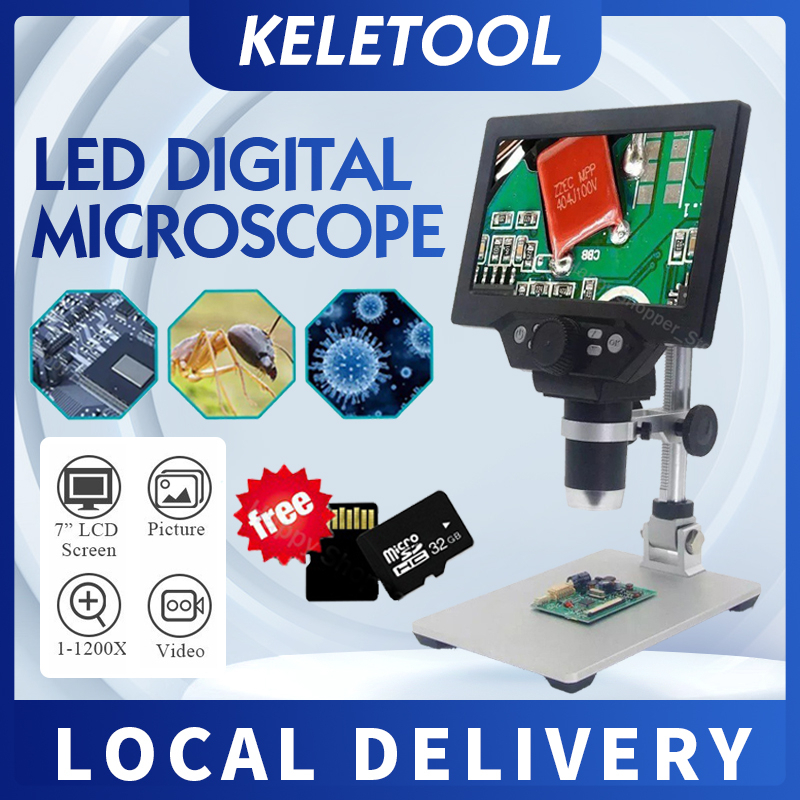 G1200 Digital Microscope 7" 12MP 1-1200X Microscope Digital Electronic ...