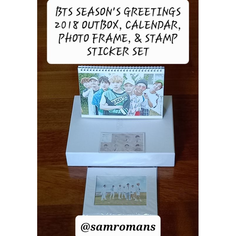 BTS SEASON'S GREETINGS 2018 OUTBOX, CALENDAR, FRAME, & STAMP STICKER