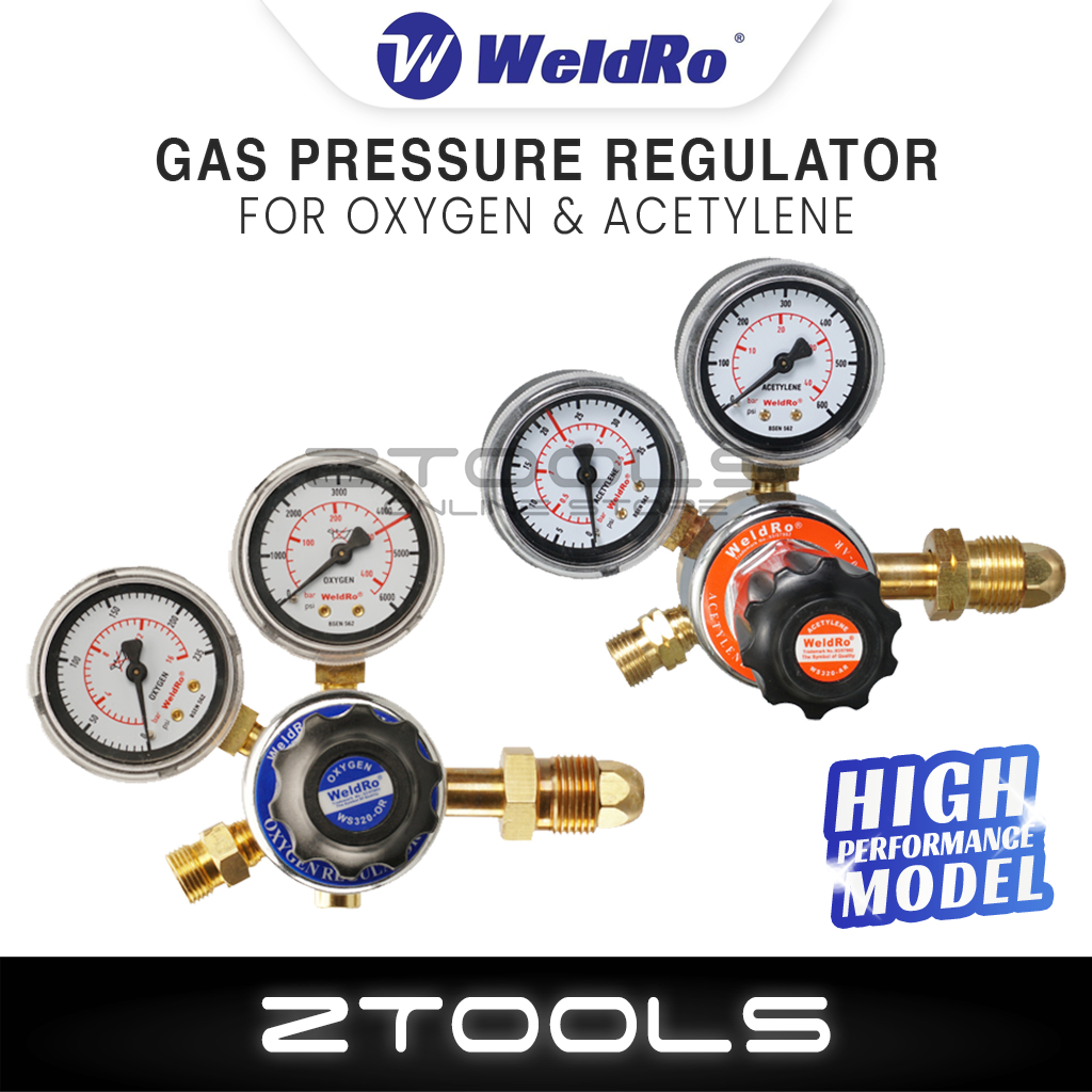 WeldRo Gas Pressure Regulator | Oxygen & Acetylene | Welding & Cutting ...