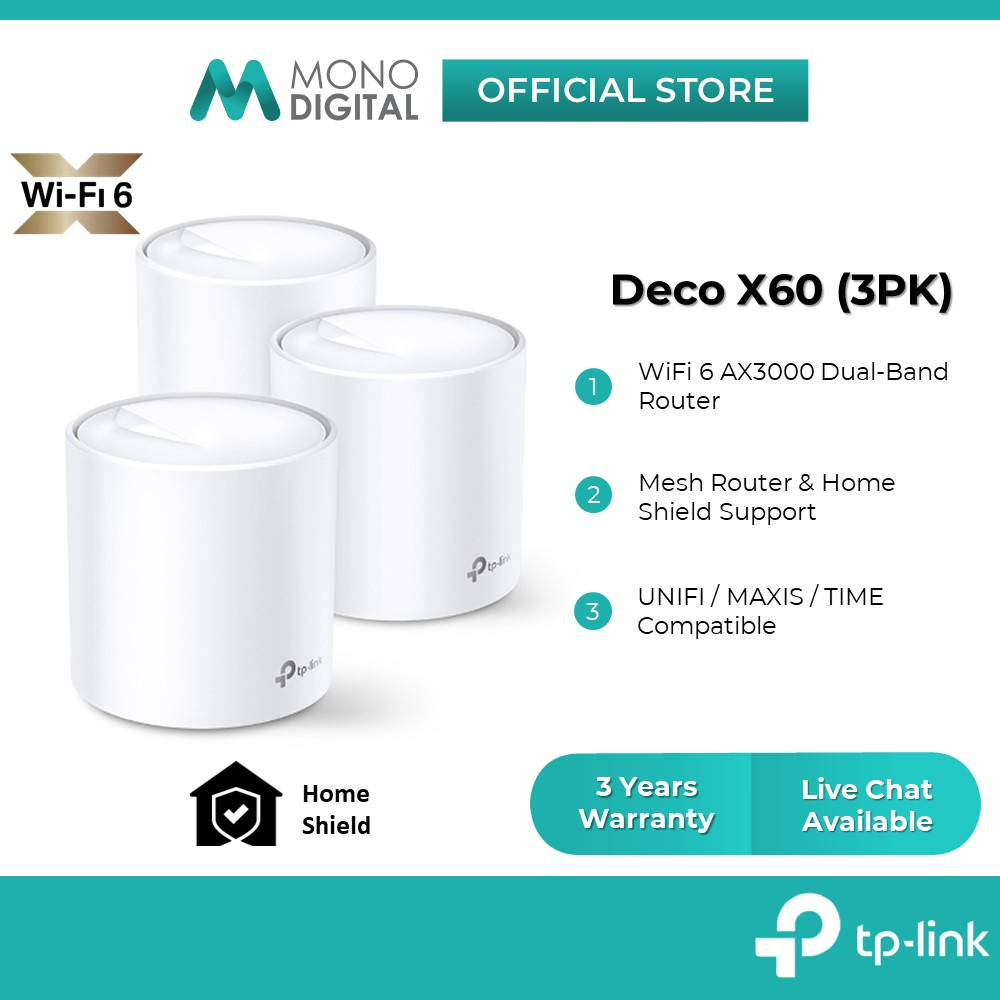 TPLink Deco X60 AX3000 Wifi 6 Mesh Router Home Wireless System AP Mode