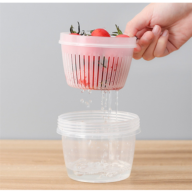 [Double layer] Food Box Spring Green Onion Ginger Garlic Storage Drain ...