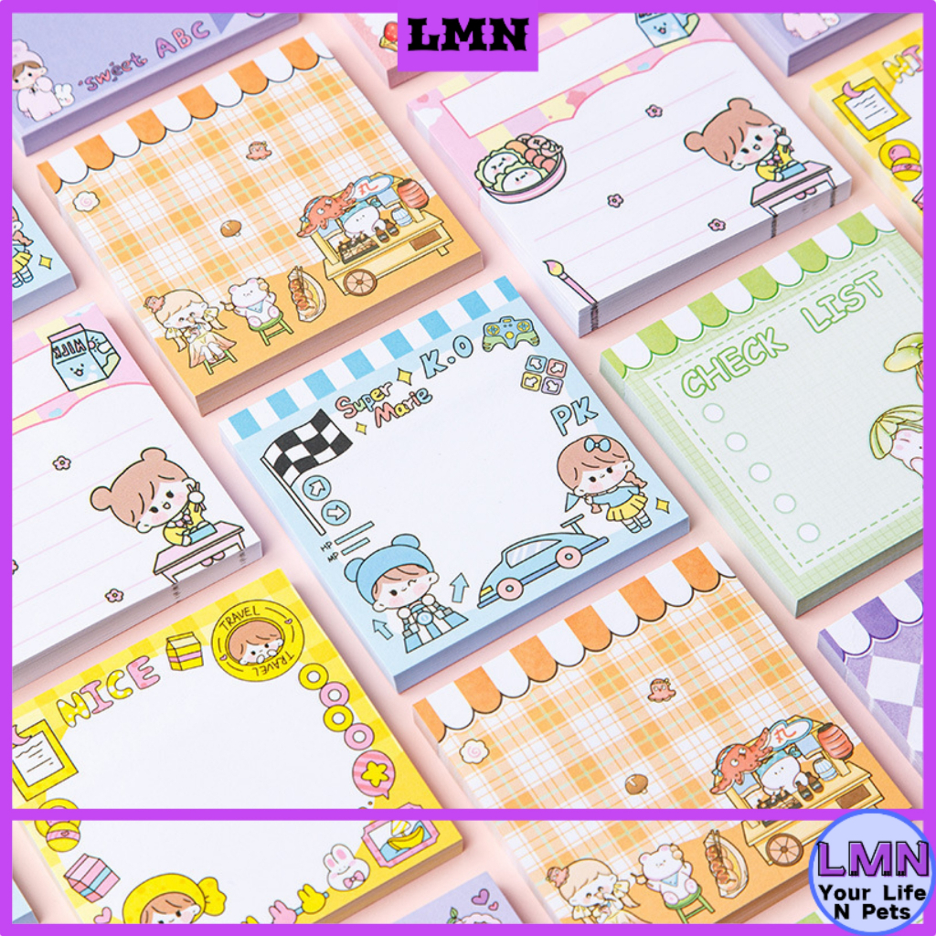 80 Sheets Sticky Note Cute Cartoon Memo Notepad Stationery 可爱卡通便利贴 ...