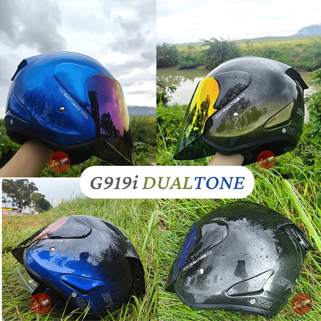 Original Gracshaw G919i Glazzo Dualtone Helmet Motorcycle Topi