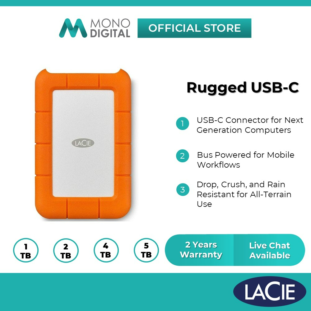 LaCie Rugged USB-C 4TB External Hard Drive Portable HDD – USB 3.0