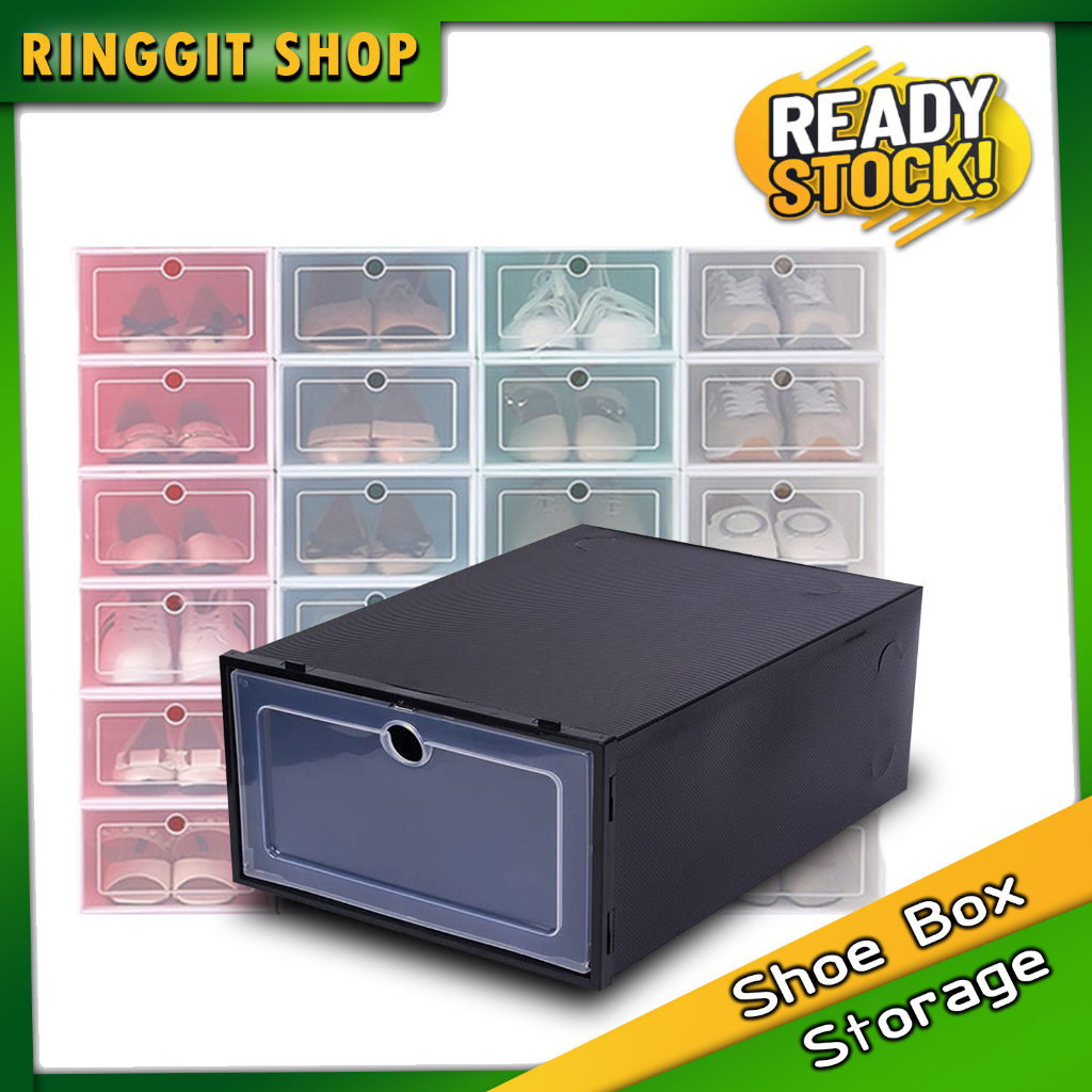 Ringgit Shop Shoe Box Storage Stackable Box Kotak Kasut Foldable Front ...