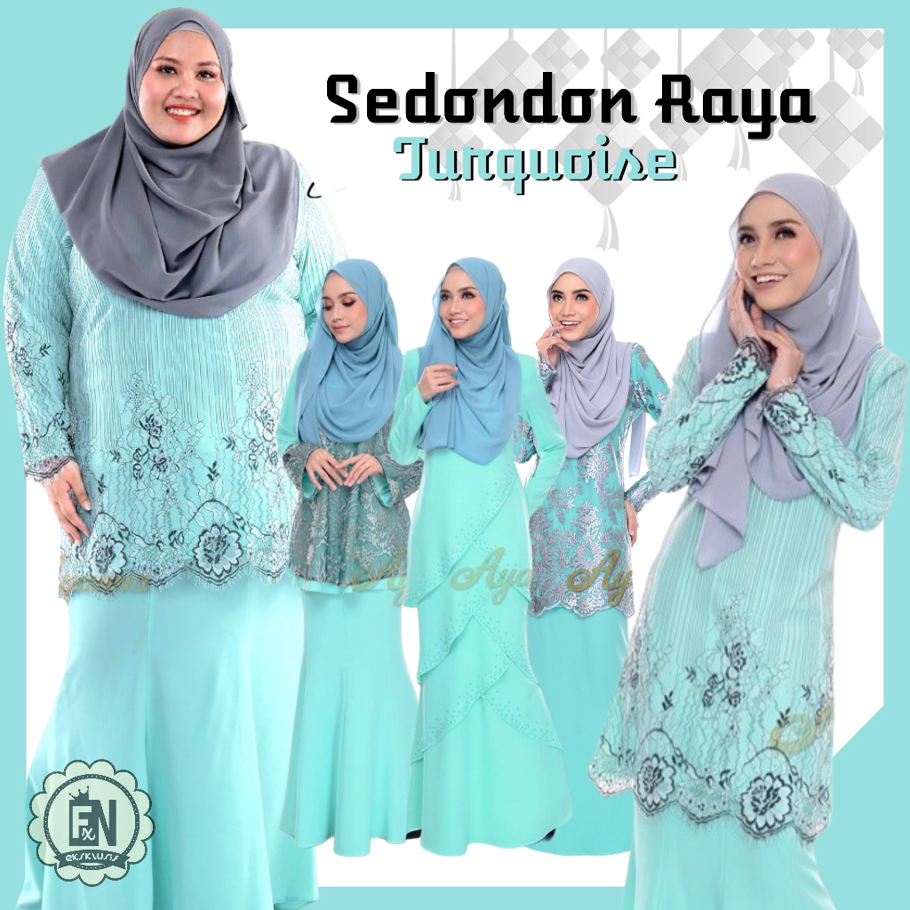 Baju Raya 2023 Turquoise Combo Perempuan Sedondon Family Ayanna Kurung ...