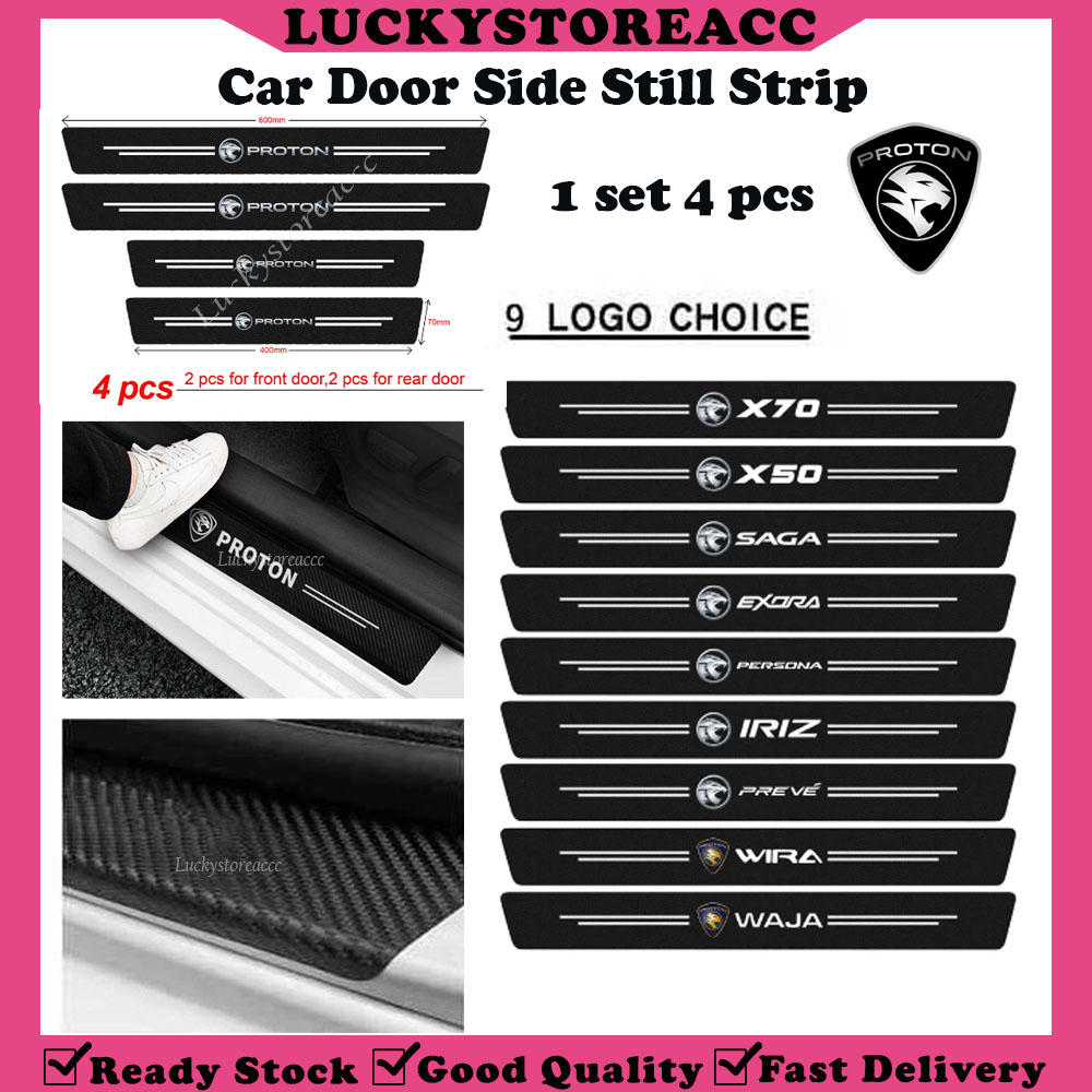 4pcs Carbon Fiber Car Door Plate Sill Scuff Cover Anti Scratch Sticker