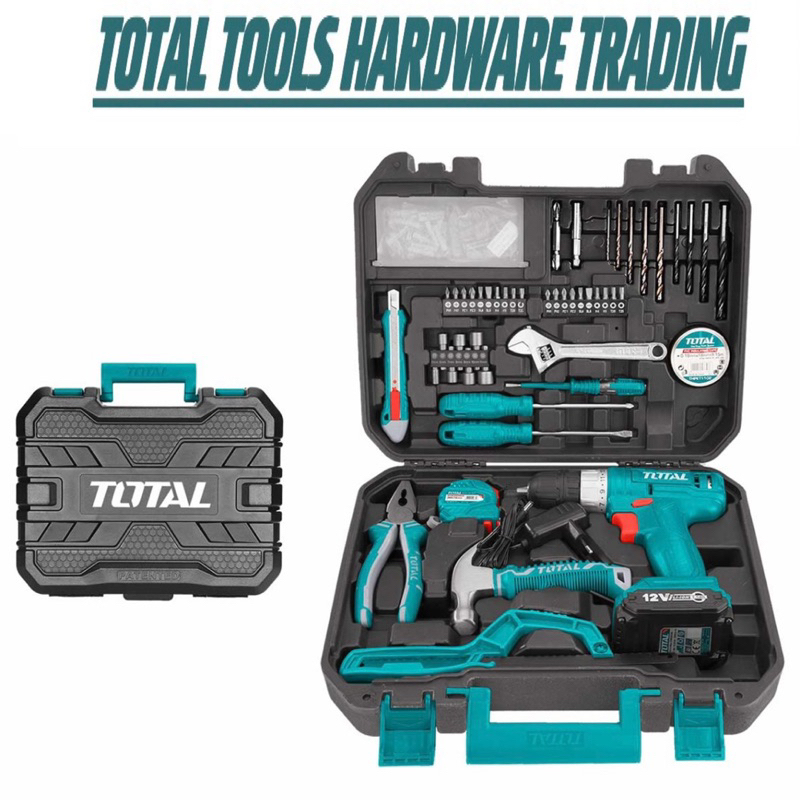 TOTAL 128 Pcs Tools Set & 12v Cordless Drill 套工具和无绳电钻 -THKTHP11282 ...
