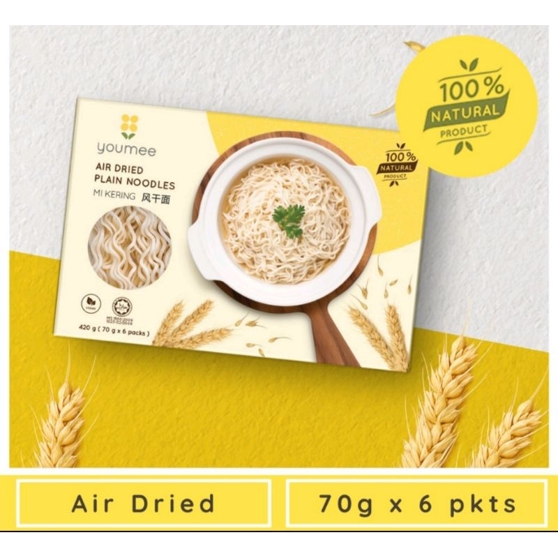 YouMee air dried plain instant Nonfried noodles no wax vegan Shopee