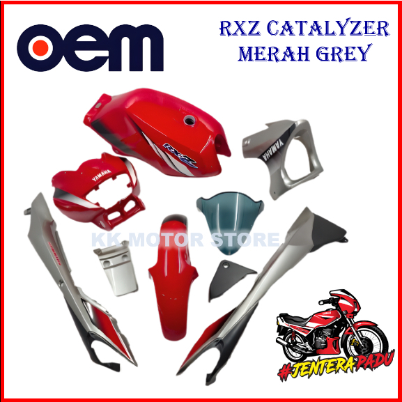 (100% OEM !!!) COVERSET RXZ CATALYZER OEM MERAH GREY (FULL TANAM ...