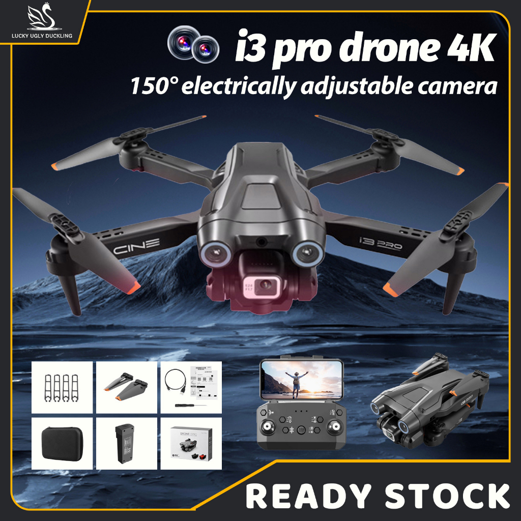 [Ready stock] i3 pro dual camera HD 4K drone Adjustable 4K Camera WIFI ...