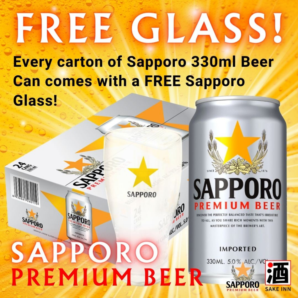 Sapporo Premium Can Beer 330ml x 24 cans (Expiry 20 Jun 2024