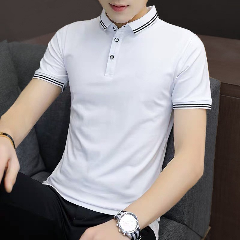 Baju Cotton Plain Collar Polo T Shirt T-Shirt Shirts Casual ( BLACK ...