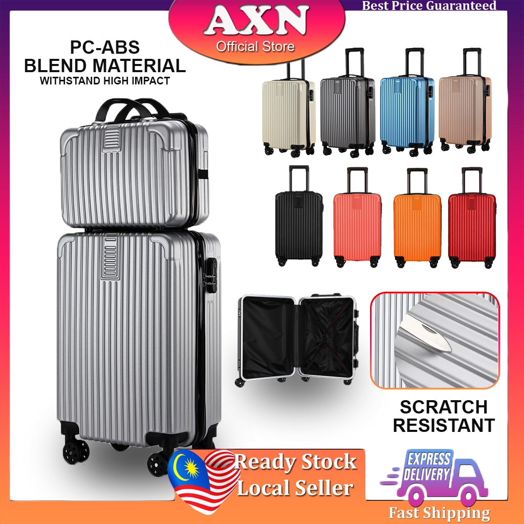 AXN Scratch Resistant Luggage Trolley Bagasi Besar Durable ABS PC Material 12 20 24 28 Inch