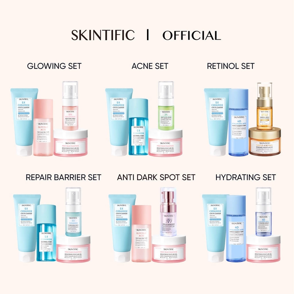 SKINTIFIC 4PCS Glowing Set Paket Skincare MSH Niacinamide Moisturizer ...