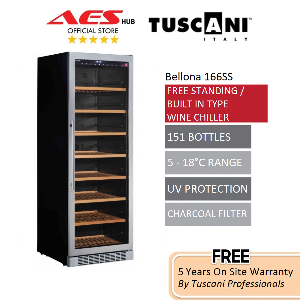 Tuscani Bellona 166SS Stainless Steel Wine Chiller 151 Bottles Wine