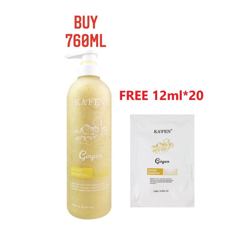 Kafen Ginger Hair Shampoo 760ml Free 240ml ginger Hair Shampoo Shopee
