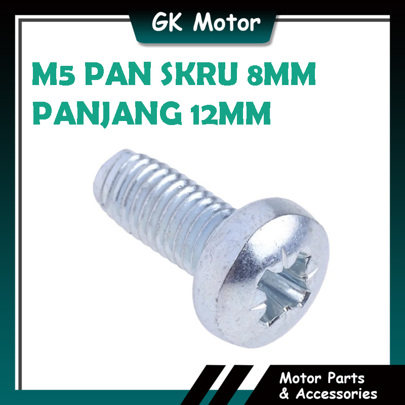 (1 BIJI) JP512 SKRU 8MM PANJANG 12MM M5 SCREW PAN HEAD SIZE 8MM LENGTH ...