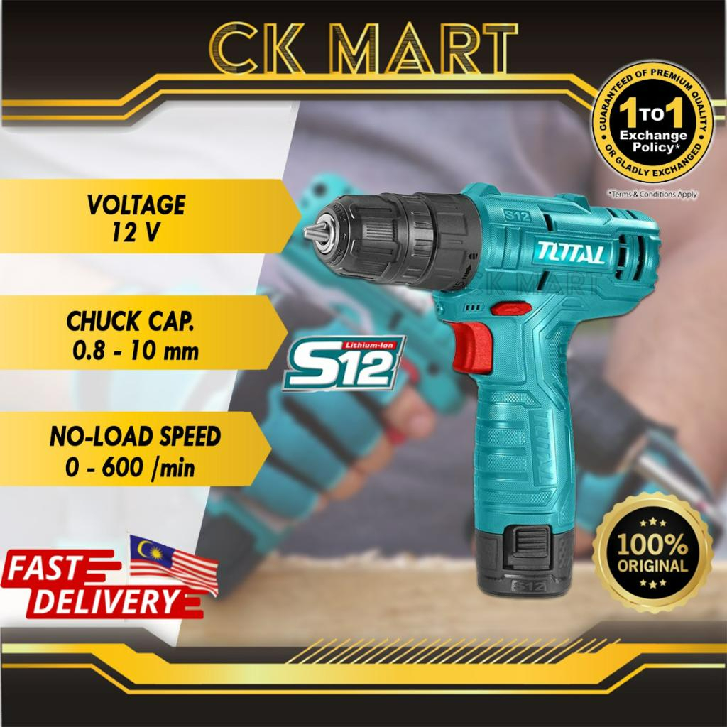 [TOTAL] TOTAL TDLI12415 Liion Cordless Drill + Battery + Charger (S12