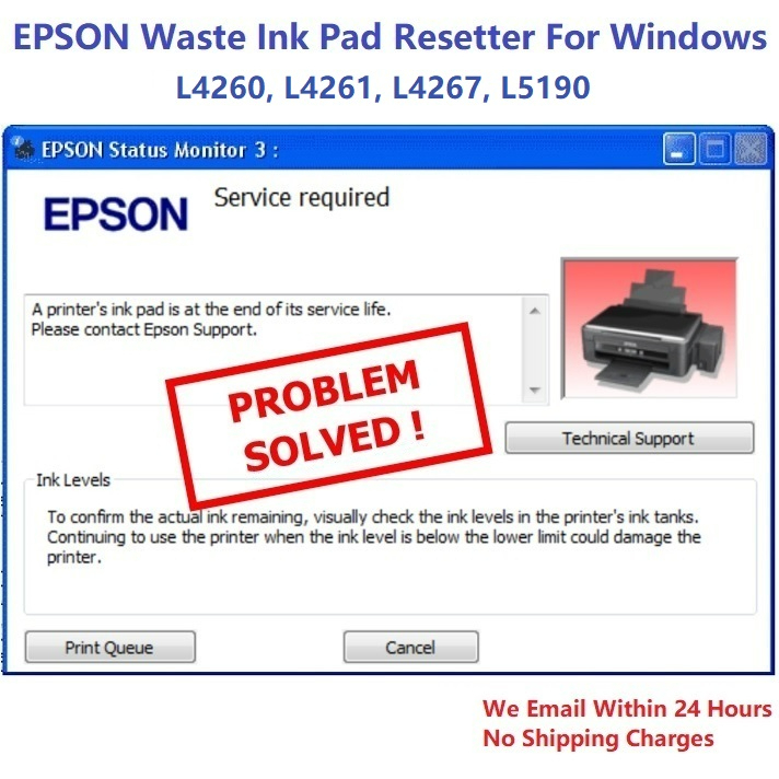 Epson Waste Inkpad Resetter for L4260, L4261, L4267, L5190 (Waste Ink ...