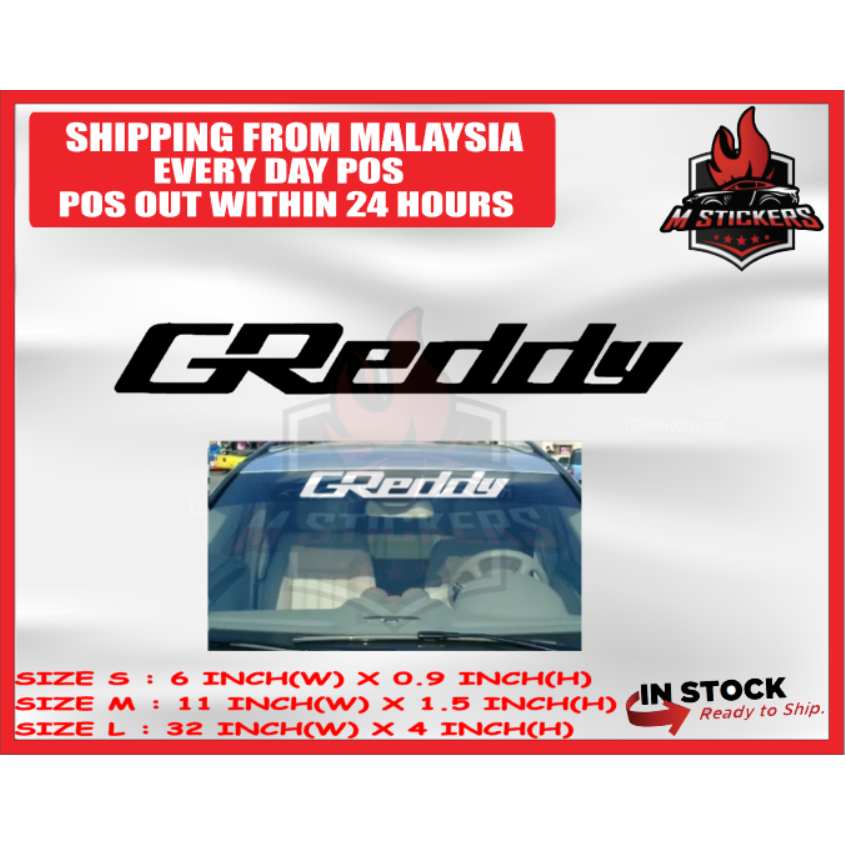 GREDDY WINDSCREEN CAR STICKER MYVI VIOS CITY CIVIC HONDA TOYOTA NISSAN ...