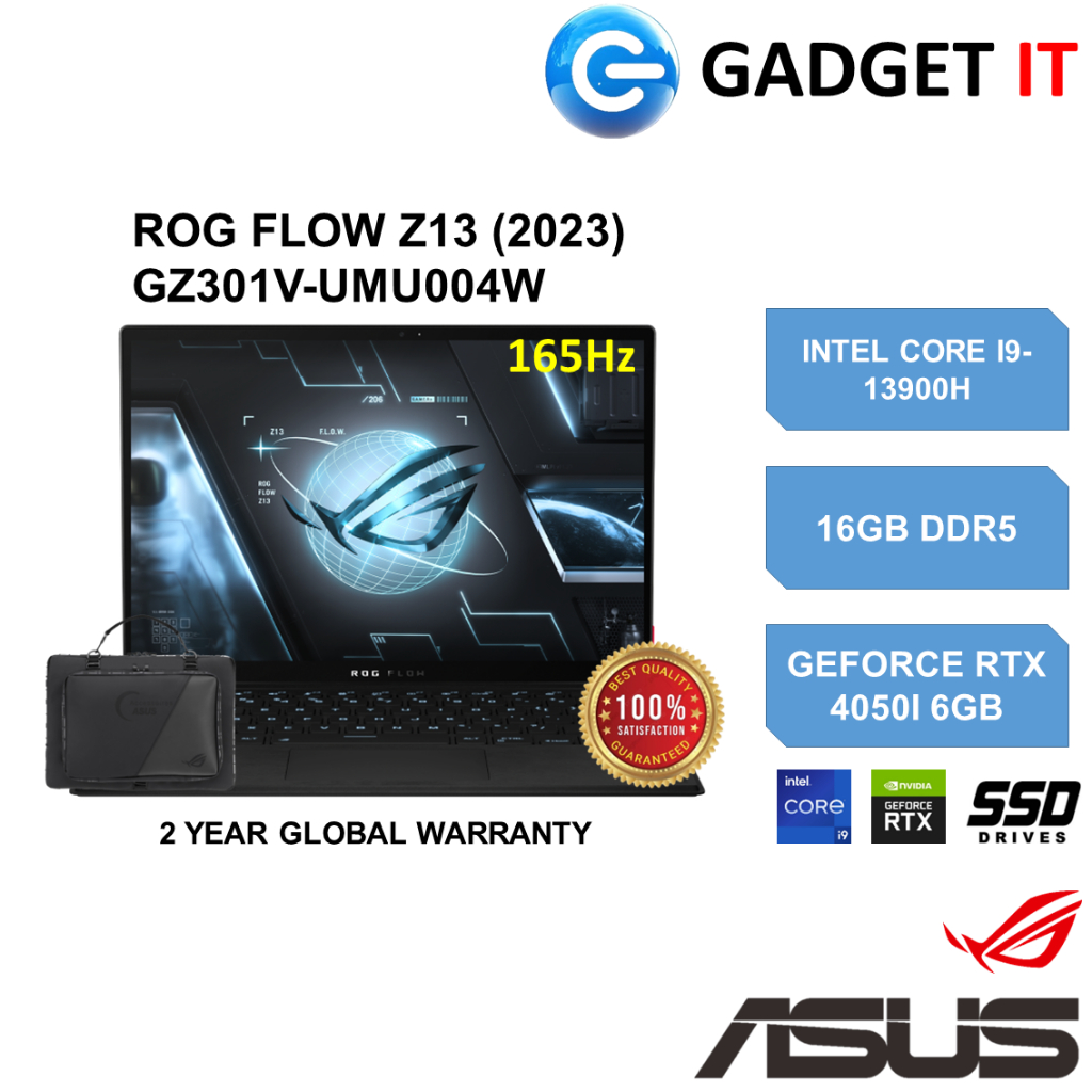 ASUS ROG FLOW Z13 (2023) GZ301VUMU004W GAMING LAPTOP (I913900H,16GB,1TB SSD,13.4" QHD+,165Hz