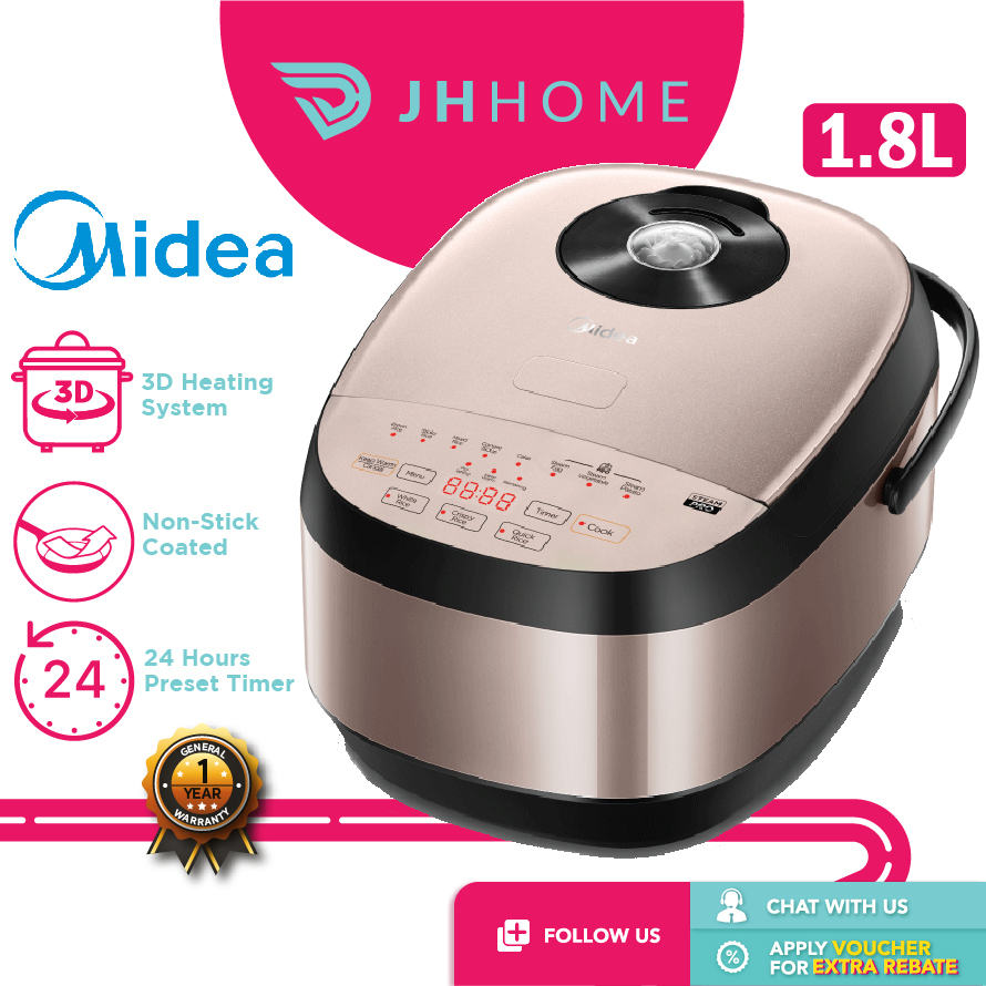 Midea 1.8L Digital Rice Cooker MBDR5011GL NonStick Coating Automatic Keep Warm Periuk