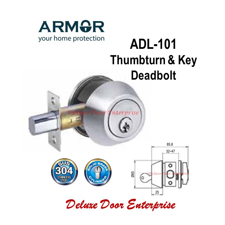 Armor Thumbturn & Key Deadbolt ADL-101 / Deadbolt / Lock / Kunci pintu ...