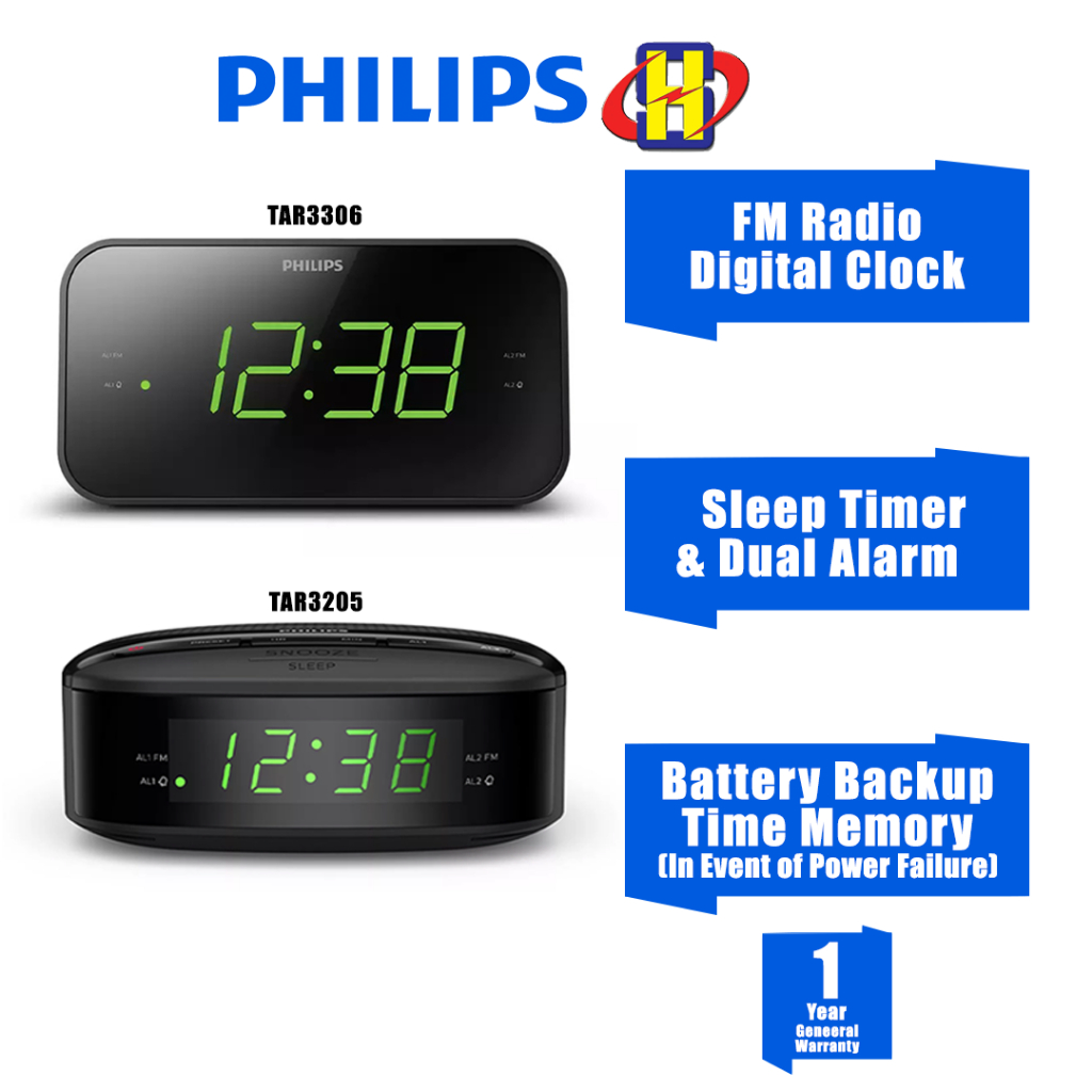 Philips Digital Radio Tuning Clock Radio (Dual Alarm) Digital Alarm