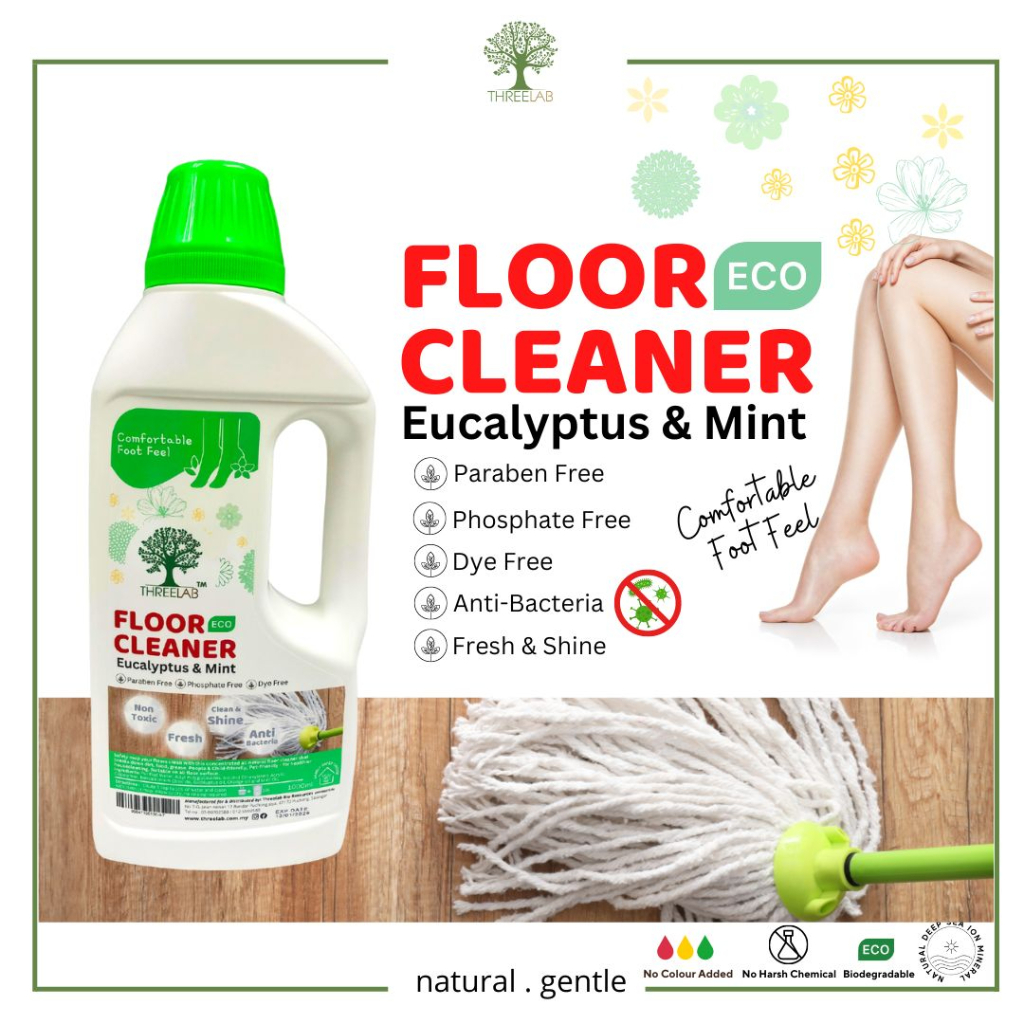 Threelab Eco Floor Cleaner Non Toxic Plant Based Biodegradable 1000ml