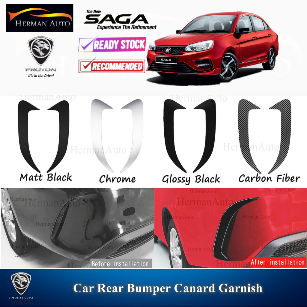 HermanAuto Proton New Saga 2022 Facelift Car Rear Bumper Canard Garnish ...