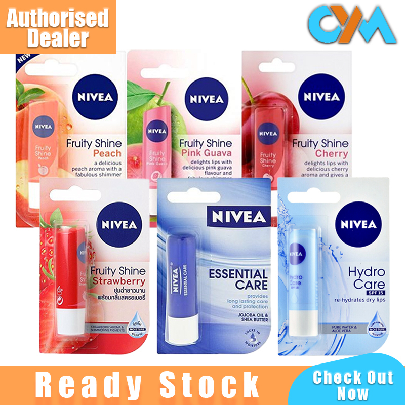 Nivea Caring Lip Balm Balsem Bibir Penyayang 4.8g Hydro Care Strawberry