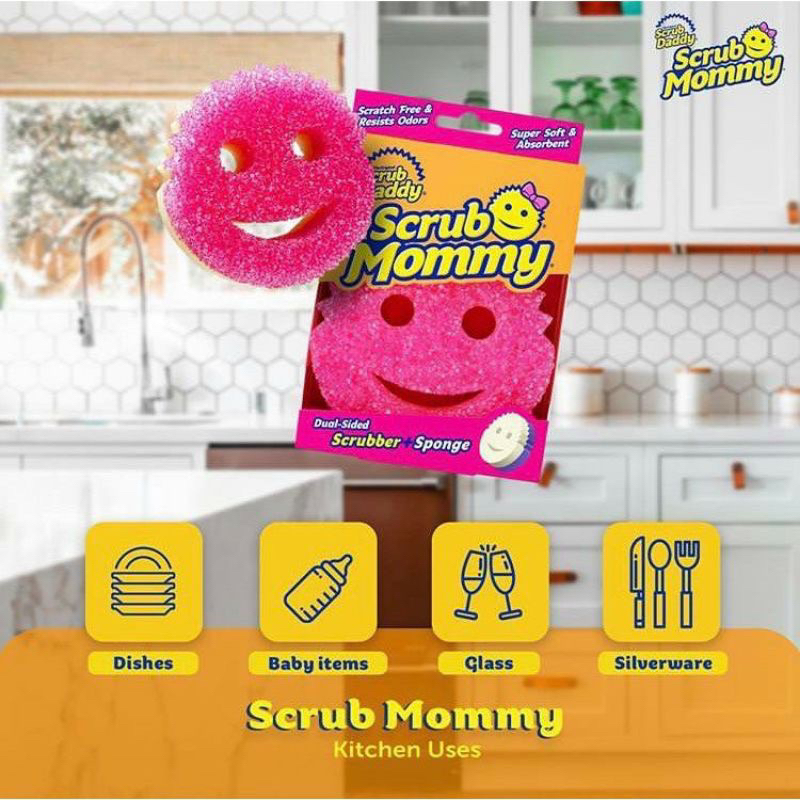 Scrub Daddy Scrub Mommy Dual-Sided Sponge and Scrubber - Odor Resistant (4  Pack)