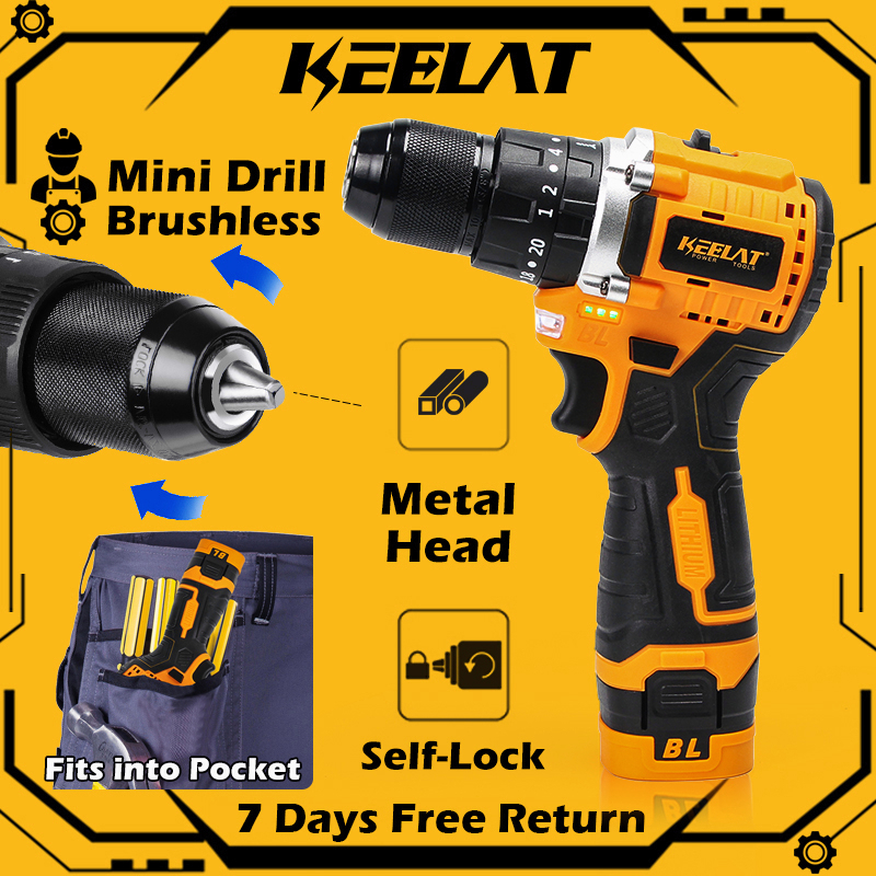 KEELAT Professional Drill Cordless Brushless Cordless Drill Battery