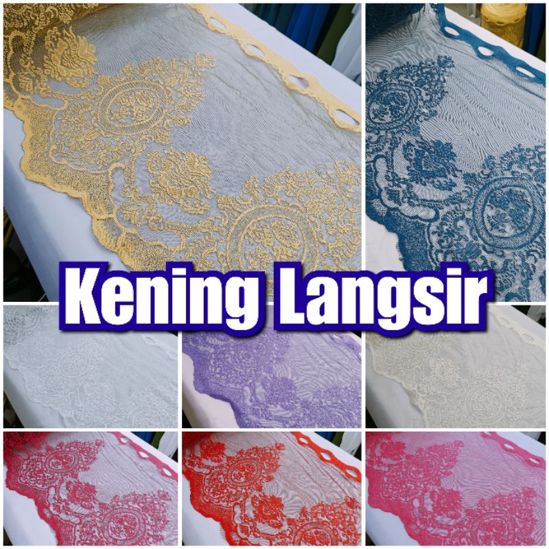 Kening Langsir/ Anak Langsir / Border Lace Sulam 43cm Sheer Renda ...