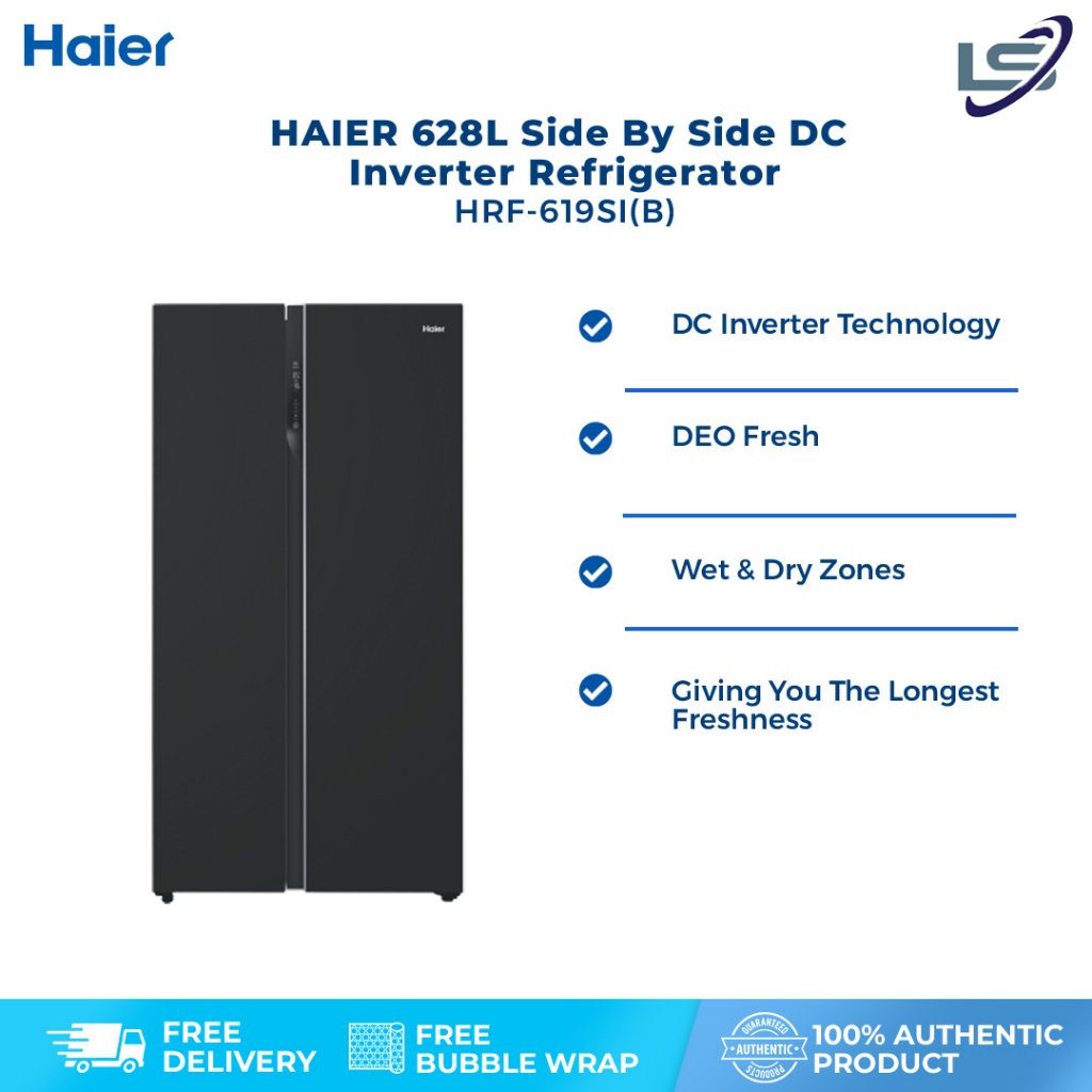 HAIER 628L Side By Side DC Inverter Refrigerator HRF619SI(B) No